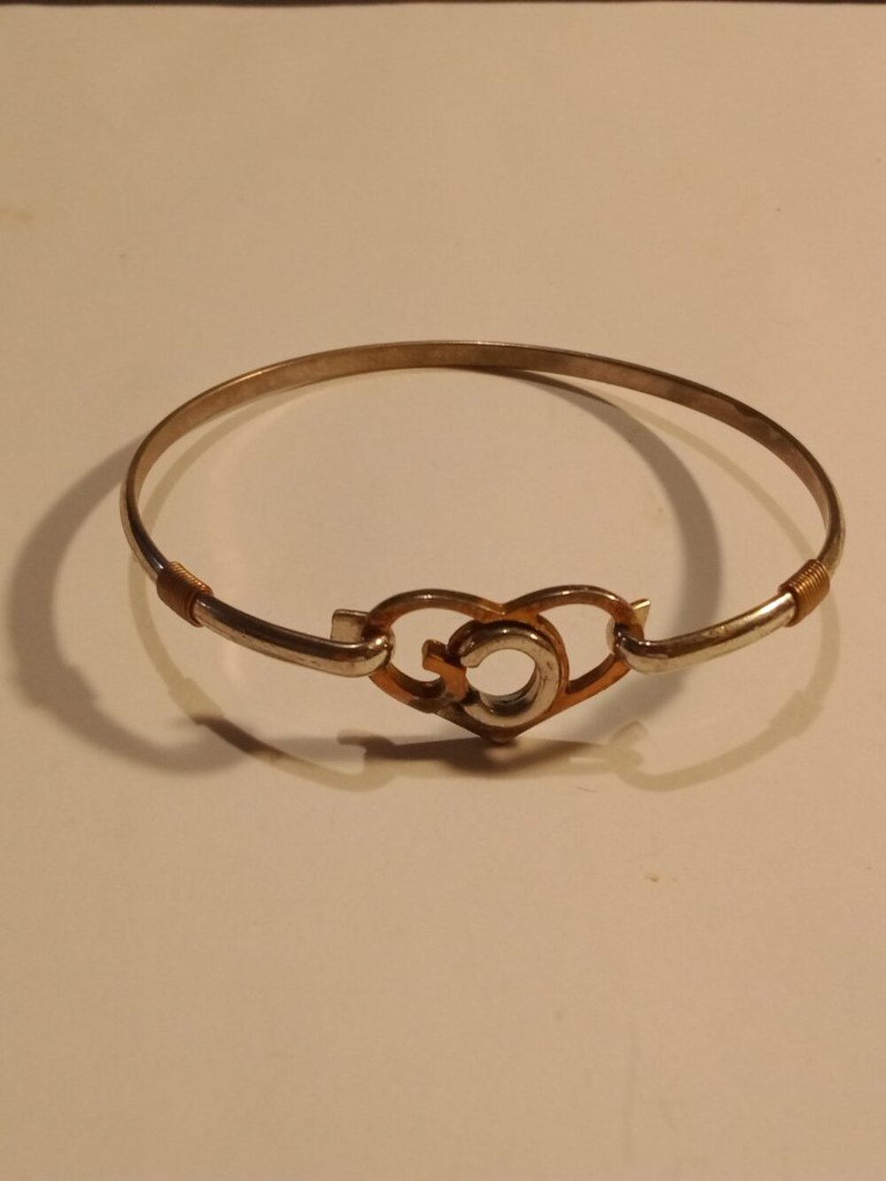 God's Heart Bangle Bracelet Gold & Silver Tone Size 7 1/2-8